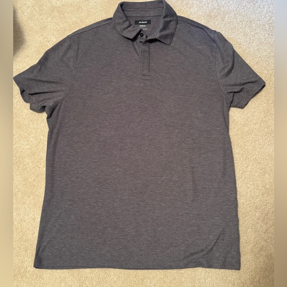 Alfanj Men’s Gray Stretch Polo Shirt Size L